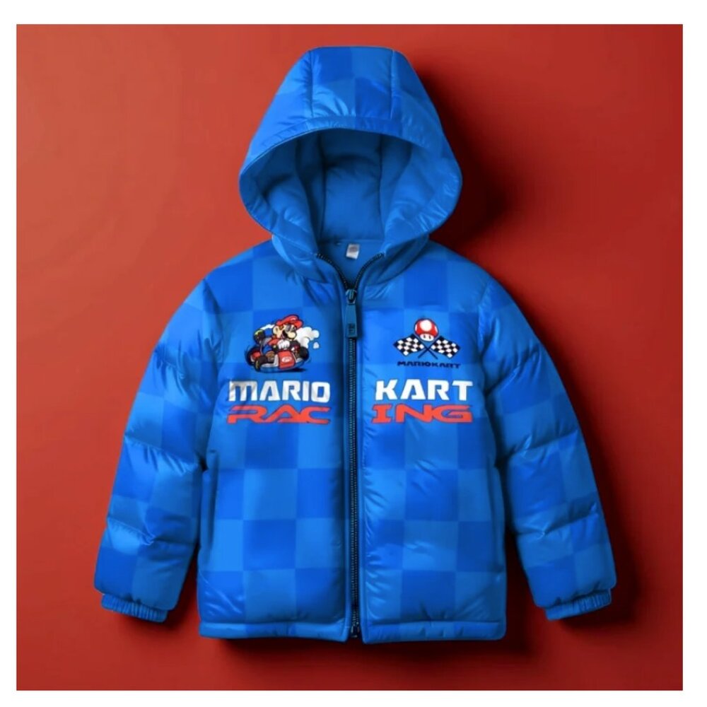 Nintendo Super Mario Bros Winter Jacket Boy Mario Kart Graphic Puffer Size 10/12
